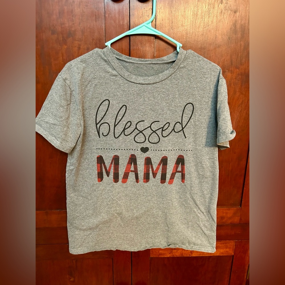 Gray 'Blessed Mama' Women's Short Sleeve Tee